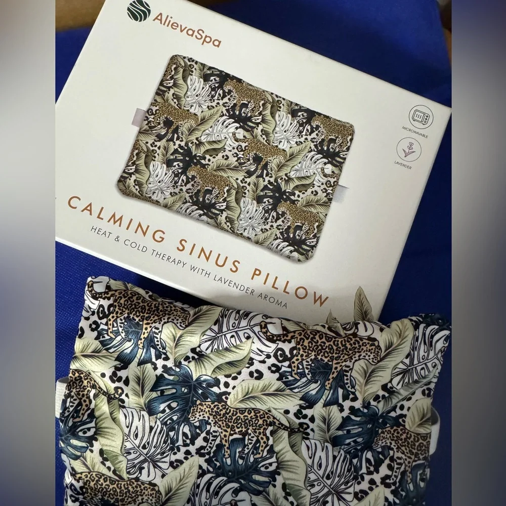 Alieva Spa Calming Sinus Pillow with Lavender Aroma - Leopard and Leaf Design